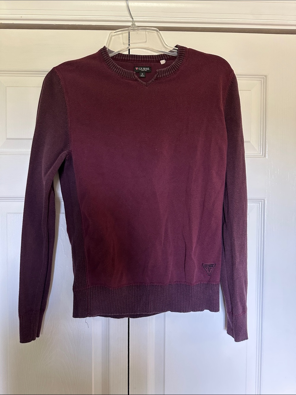 GUESS Men's Wine Crewneck Sweater